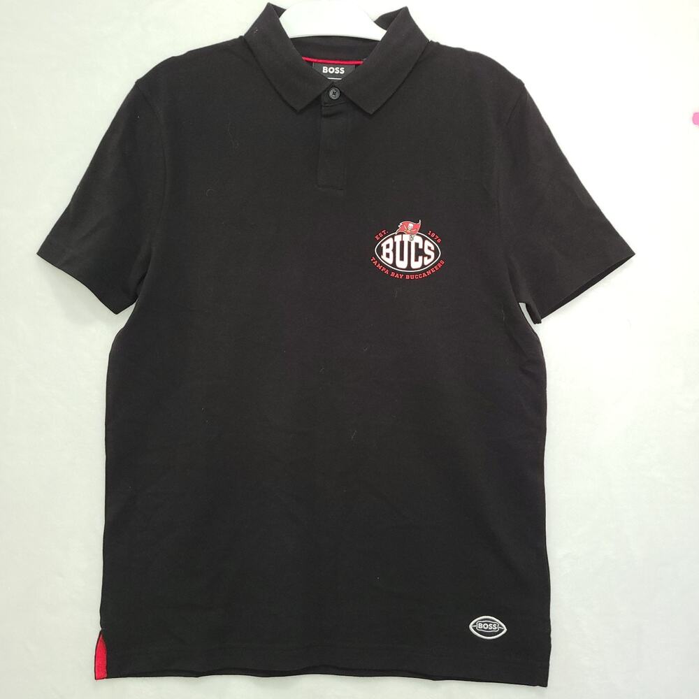 NWT BOSS x NFL Tampa Bay Buccaneers Black Cotton Pique Polo Shirt Men's Size M